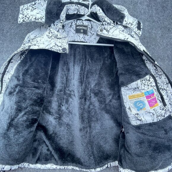 Merence Coat Small Oscillator Series Jacket Splatter Ski Snow Hood Faux Fur Warm - Picture 2 of 9